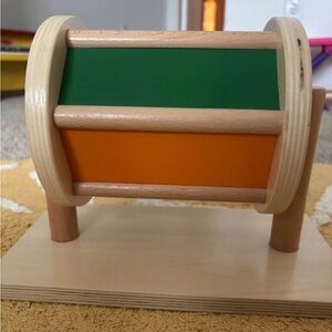 Colorful Wooden Spinning Drum Toy